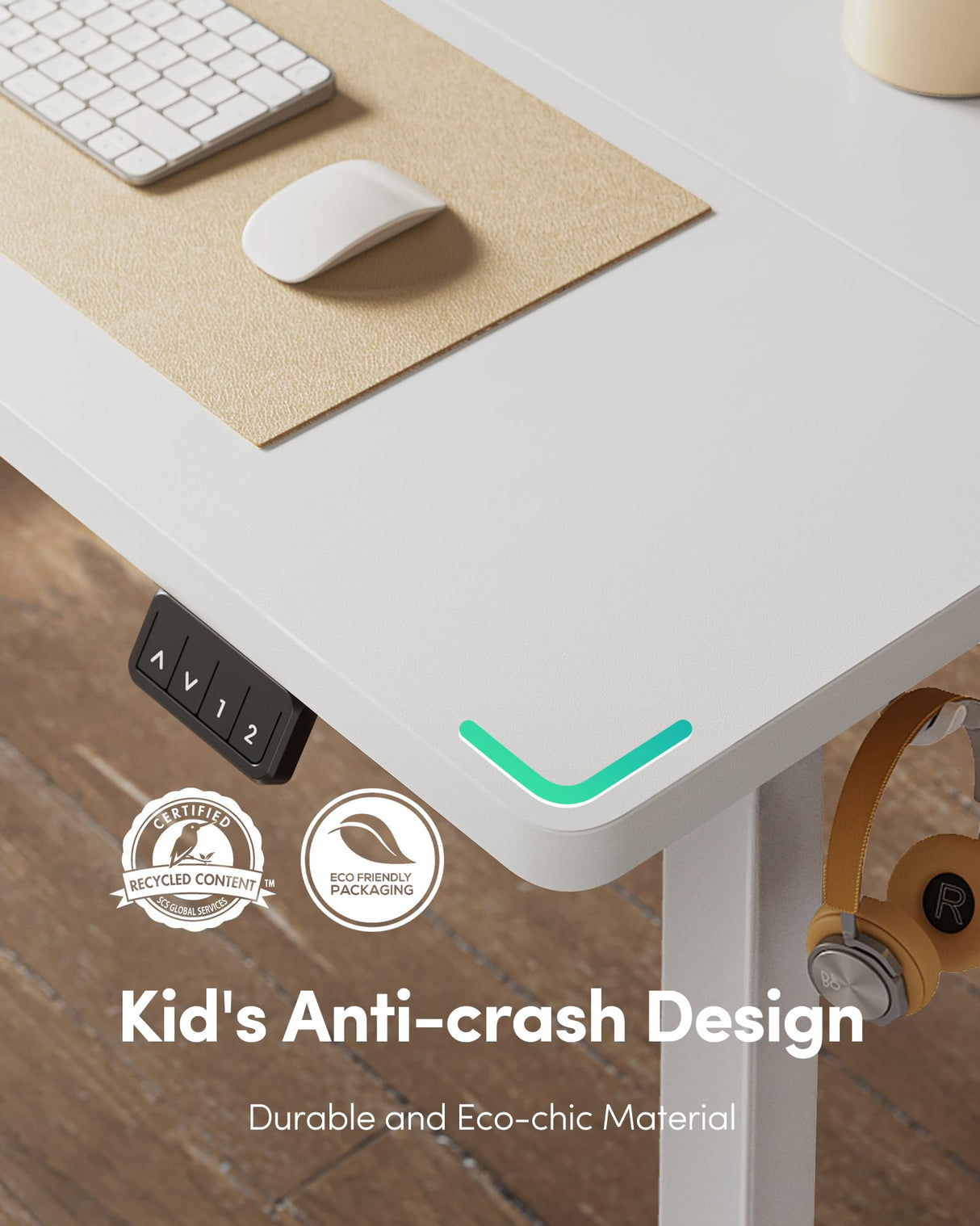 FEZIBO Electric Standing Desk, Height Adjustable Stand up Desk, 55 x 24 Inches Sit Stand Home Office Desk, Computer Desk, White FEZIBO