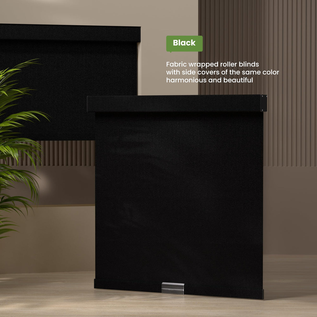 HOTSOON Blackout Linen Roller Shades for Windows Cordless Room Darkening Roller Blind Easy to Install with Cassette Valance Custom Window Shades for Home Office Living Room, Black, Custom Size. HOTSOON