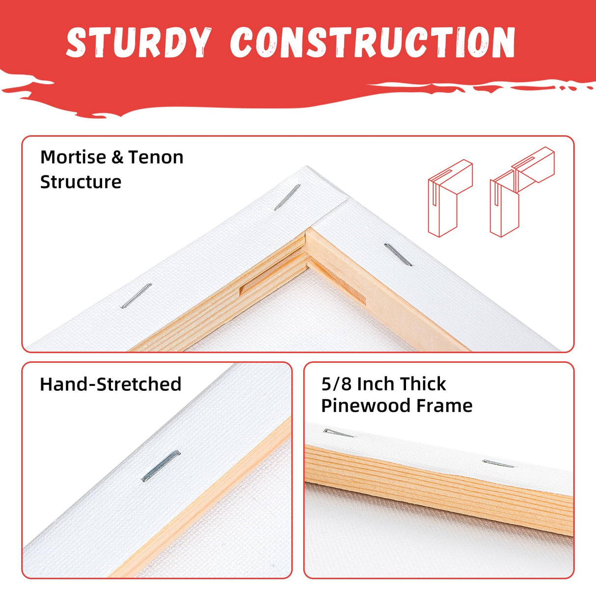 Simetufy 2 Pack Stretched Canvas for Painting 11x14 Inch, 100% Cotton Blank Painting Canvas for Acrylic or Oil Paint, Pre-Primed, 5/8 Inch Profile Simetufy