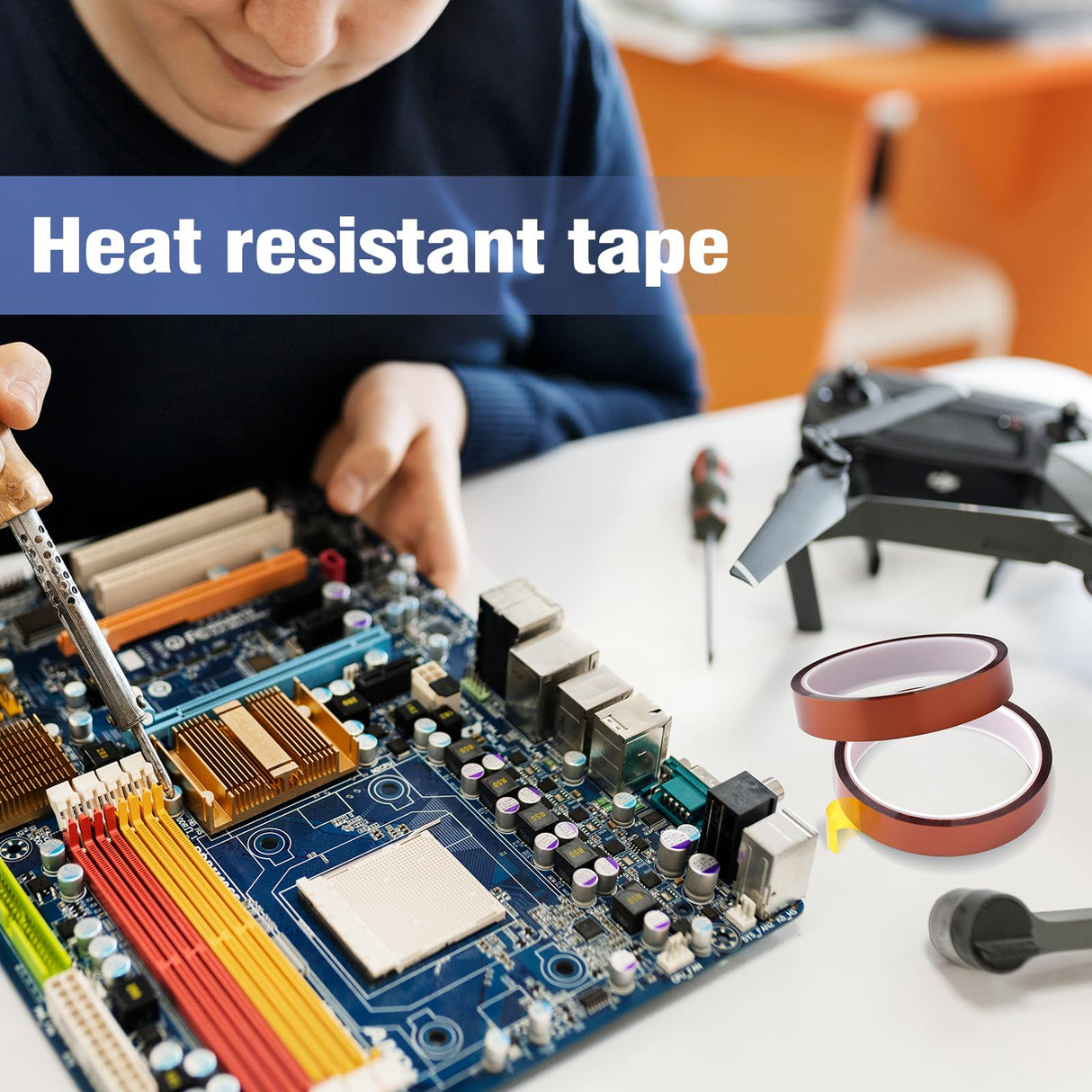 Fyguard 4 Rolls 20mm×25m (82Ft) Sublimation Tape Heat Tape Transfer Tape High Temperature Heat Resistant Tape, Heat Tape for Sublimation Heat Press Electronic Soldering Masking, No Residue Fyguard