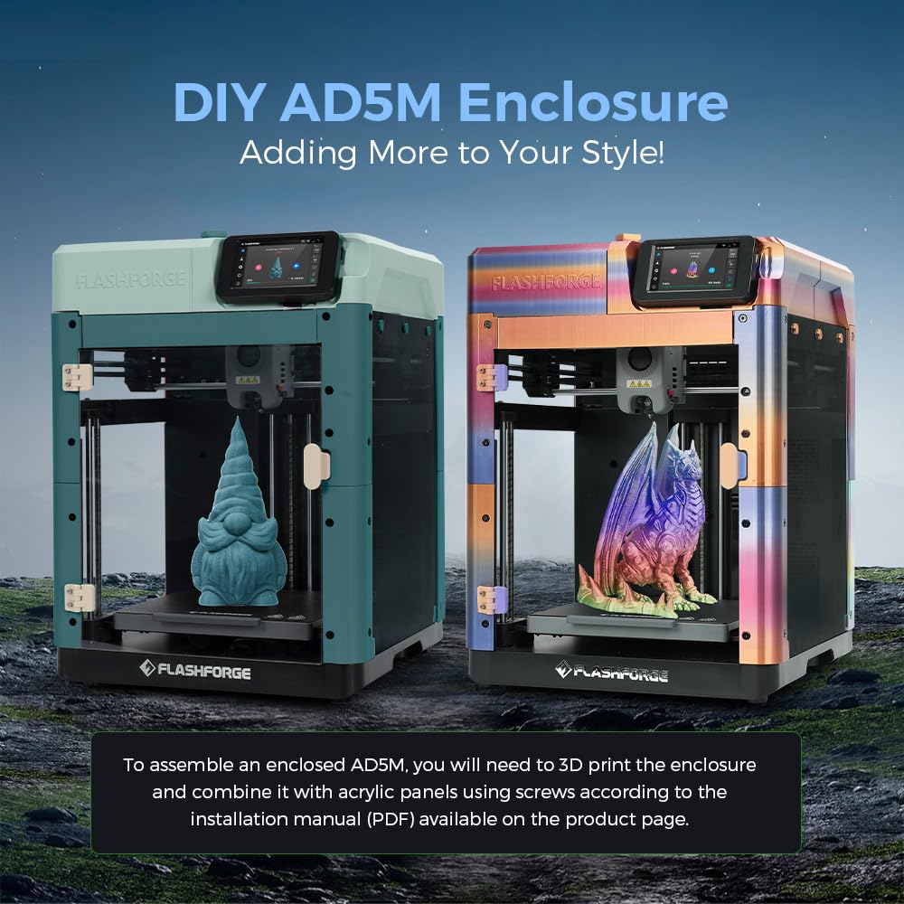 FLASHFORGE Adventurer 5M 3D Printer, 600mm/s Max High-Speed 3D Printers with Auto Leveling, Core XY Structure, Vibration Compensation and Out-of-The-Box, Large Printing Size 220 * 220 * 220mm FLASHFORGE