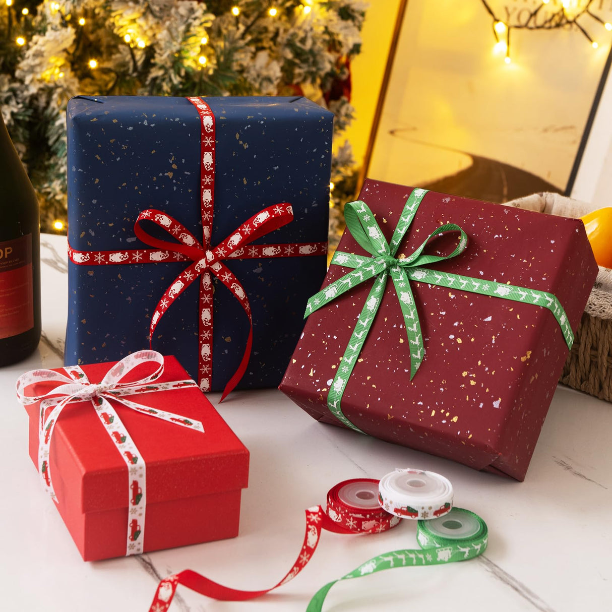 20 Rolls 100 Yards Christmas Ribbon for Gift Wrapping, 3/8 Inch Wide Grosgrain Ribbon, Thin Christmas Ribbon for Holiday Christmas Tree DIY Crafts expectation