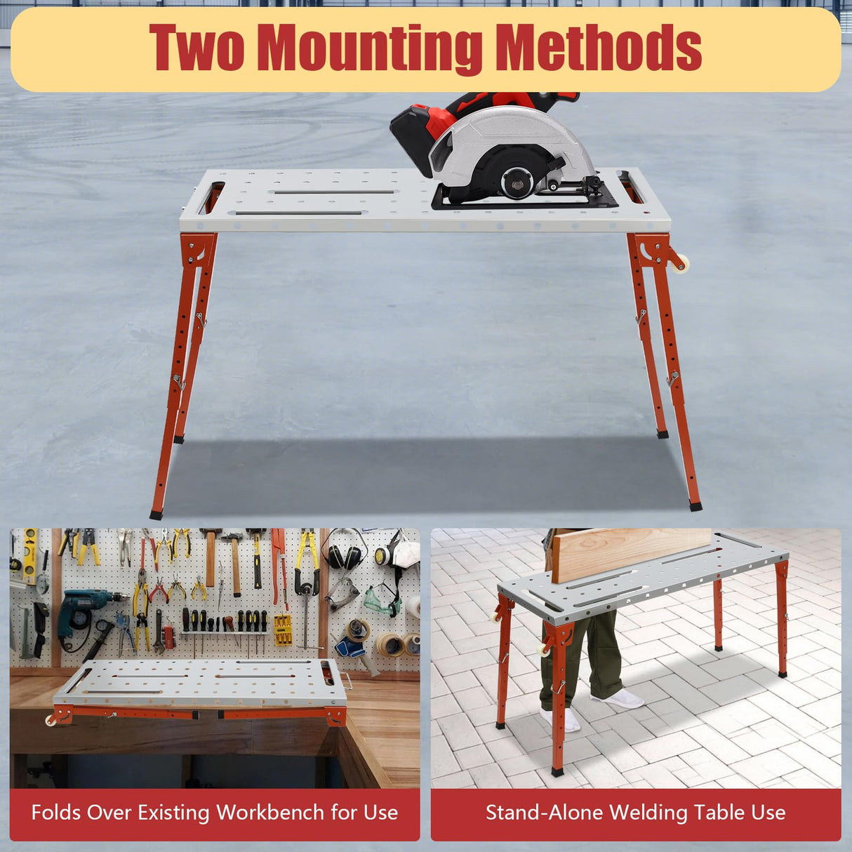 PIAOCAIYIN 46 X 18inch Welding Table, 1000lbs Portable Workbench Table Top with Casters, Steel Adjustable Height Folding Work Bench for Drill Press, Sheet Metal Machine, Miter Saw PIAOCAIYIN