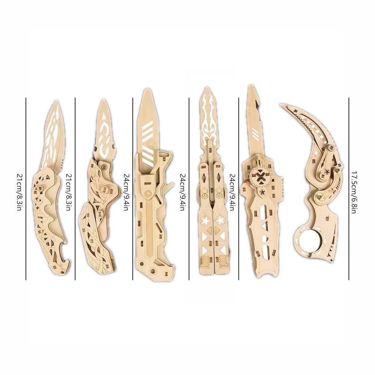 6Pc 3D Wooden Puzzle DIY Building Toys - Wooden Knife Mechanical Model - Multi-Player Game, for Boys, Girls, Teens, and Adults WWKKTT