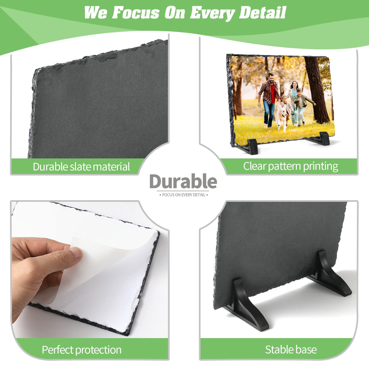 YOUKE OLA 20 Pieces Sublimation Slate Blank Rock Stone Photo Rectangular Frame Heat Transfer Plaque Picture Frame with Display Holder for Birthday, Wedding 4 x 6 Inch YOUKE OLA