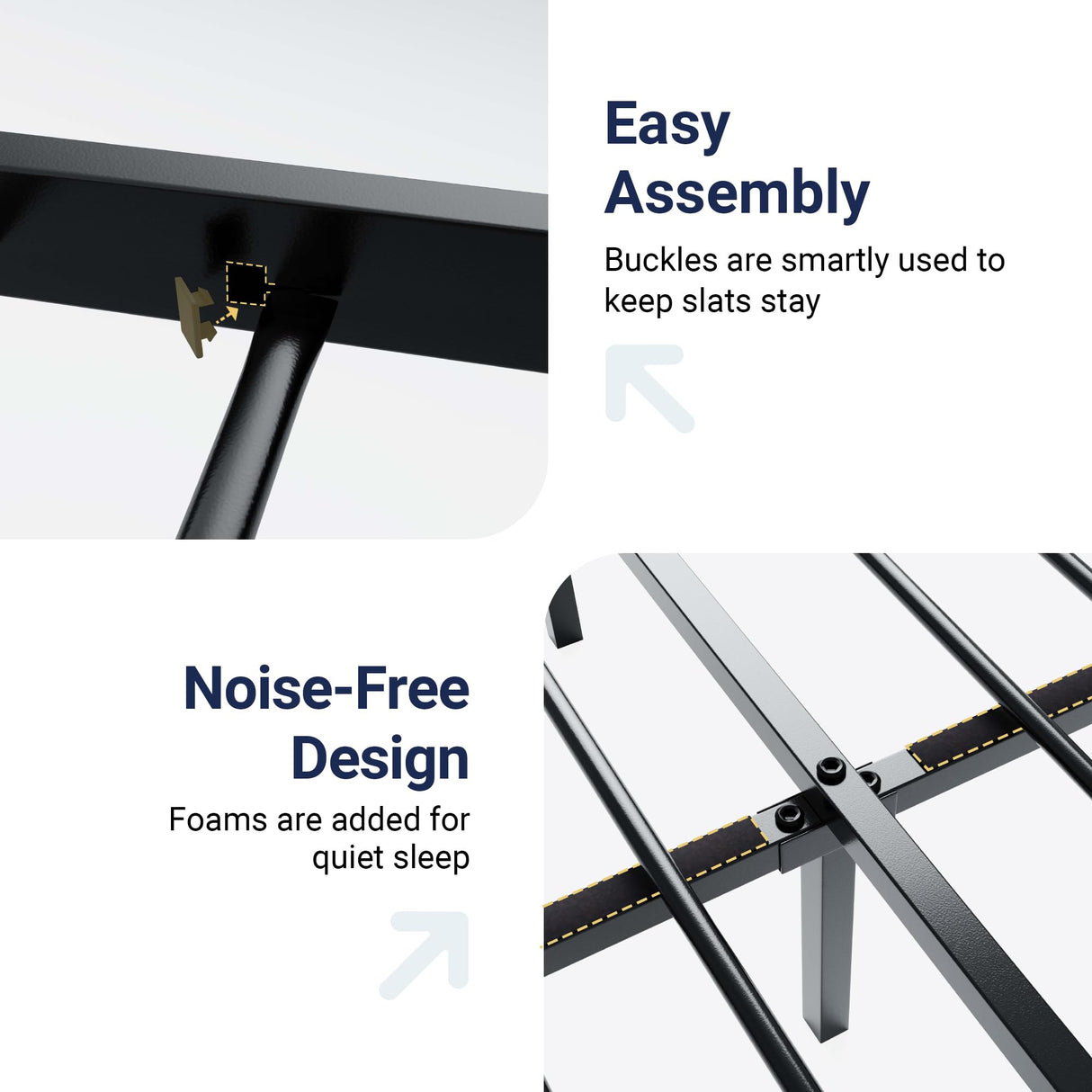 Allewie 14 Inches King Size Metal Platform Bed Frame with Victorian Style Iron-Art Headboard/Footboard, Mattress Foundation, Easy Assembly, Under Bed Storage, No Box Spring Required, Black Allewie