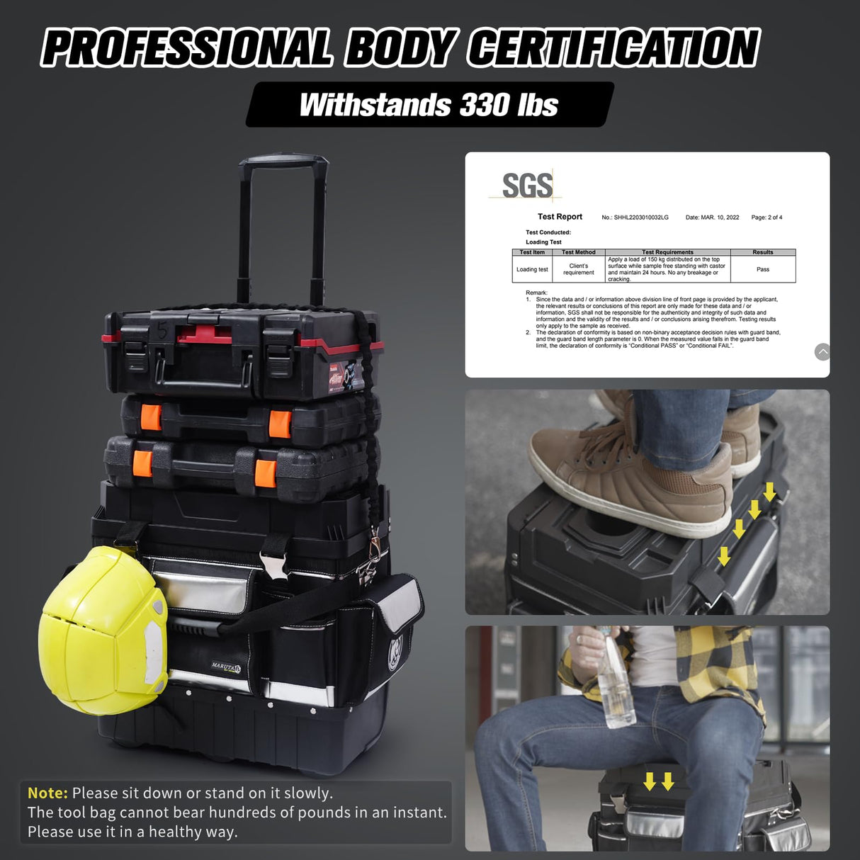 MARUTAI 18'' Rolling Tool Bag with Wheels, Tool Bags Organizer, with Telescopic Handle and Waterproof Cover, 330lbs Load Rated, Storage Manager Toolbox for Camping, Construction Sites MARUTAI TOOL STORAGE