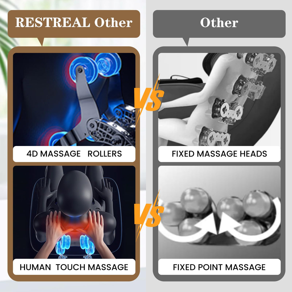 RESTREAL 4D Massage Chair Full Body, Zero Gravity SL-Track Shiatsu Electric Massage Chair Recliner, Airbag Massage, Deep Yoga Stretch with Heat Body Scan Bluetooth Foot Roller, Extendable Footrest RESTREAL