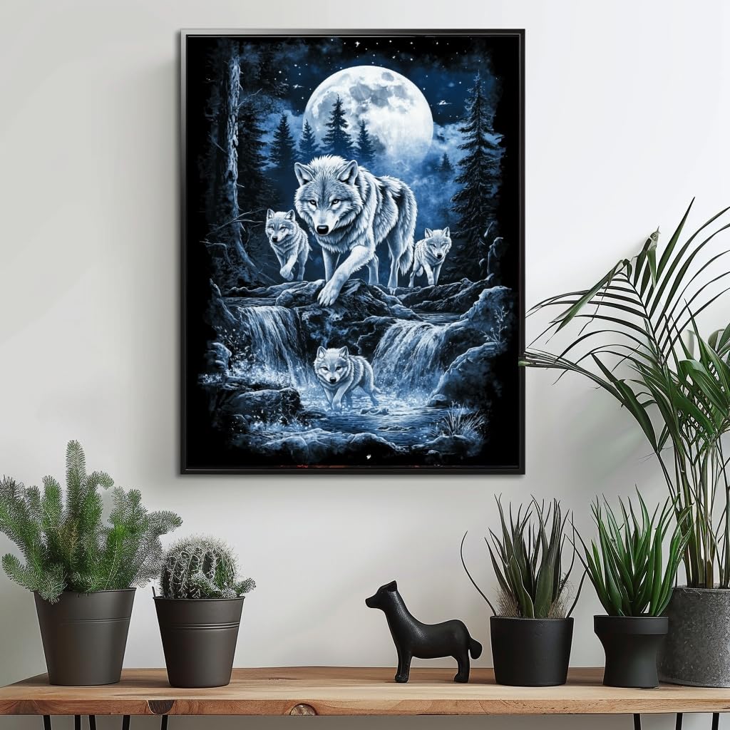 Milila Diamond Art Kits for Adults Full Drill Round Diamond Painting Kits for Beginners Craft Kits for Home Wall Decor Gifts 11.8x15.7inch(Wolves) Milila