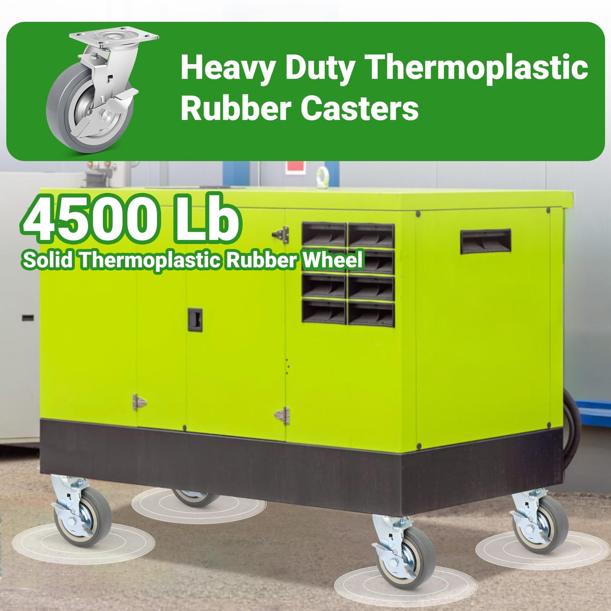 Nefish 6 Inch Heavy Duty Casters Wheels, Industrial Grade Thermoplastic Rubber Casters with Brake 4500 LBS, Ball Bearing Plate Swivel Castors Set of 4, Casters Wheels for Equipment, Industrial Nefish