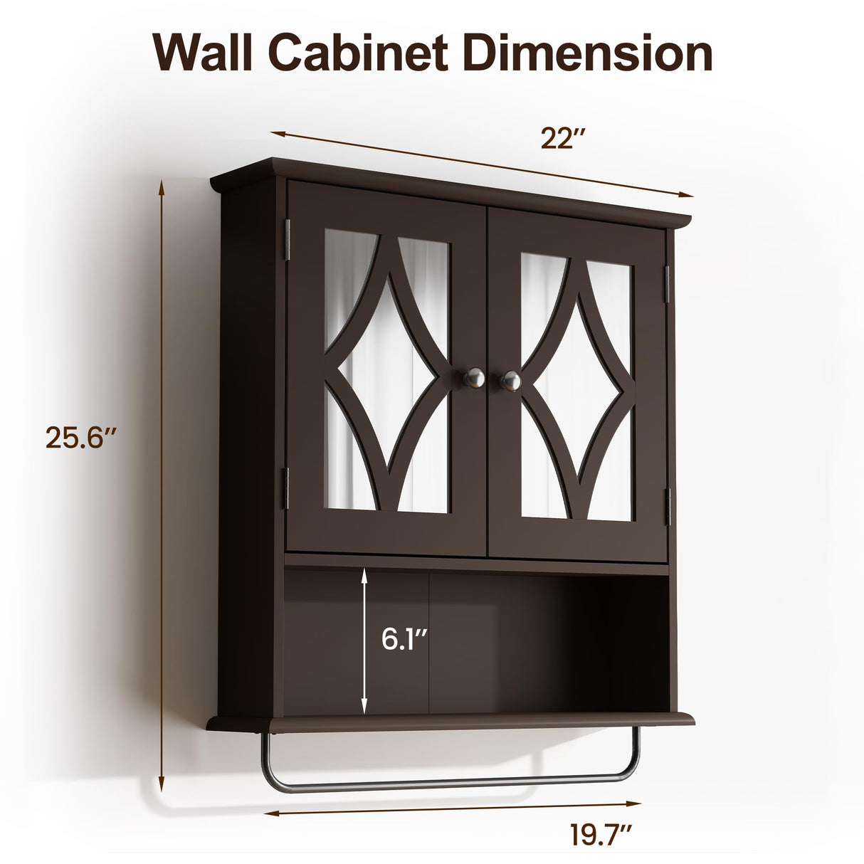 RoyalCraft Bathroom Medicine Cabinet Wall Mounted, Over The Toilet Storage Cabinet with Towel Rack and Adjustable Shelf, Large Bathroom Towel Cabinet Wall Mount 22 * 25 inch (Brown) RoyalCraft