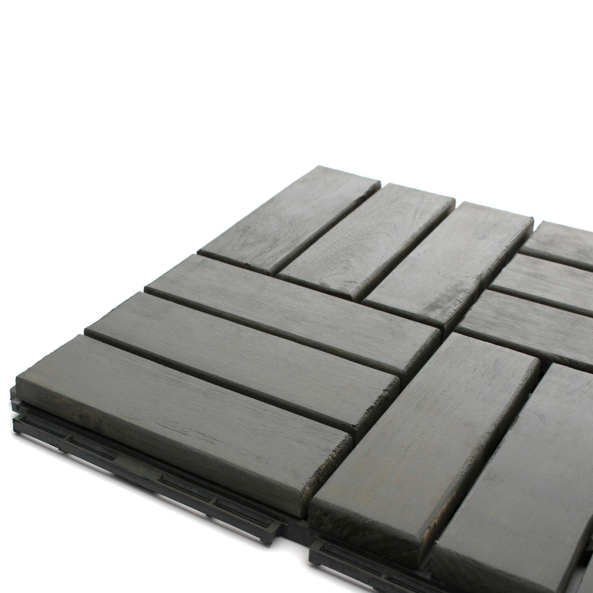 Deck Tiles - Patio Pavers - Acacia Wood Outdoor Flooring - Interlocking Patio Tiles - 12"x12" (20 Pack) - Modern Grey Finish - Checker Pattern Decking 3rd Street Inn