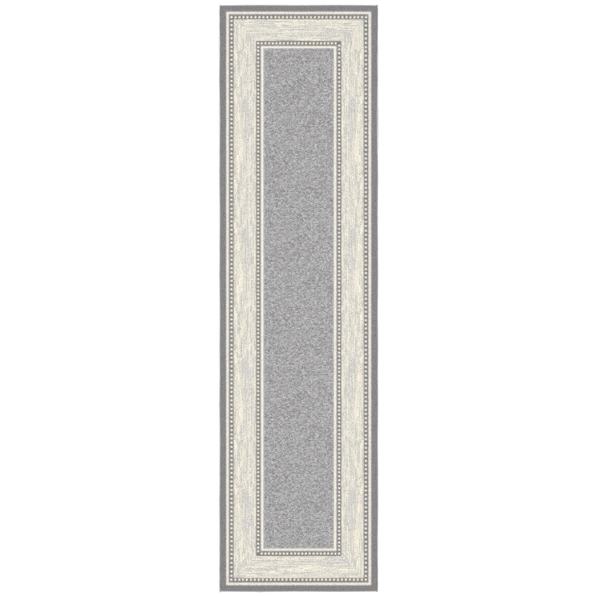 Machine Washable Bordered Design Non-Slip Rubberback 3x10 Traditional Runner Rug for Hallway, Kitchen, Bedroom, Living Room, 2'7" x 9'10", Light Gray Ottomanson
