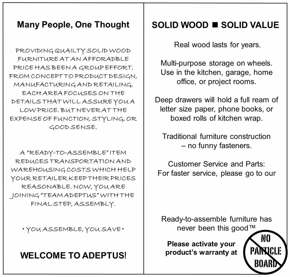 Adeptus Original Roll Cart, Solid Wood, 6 Drawer Narrow Drawers Roll Carts, Black ADEPTUS