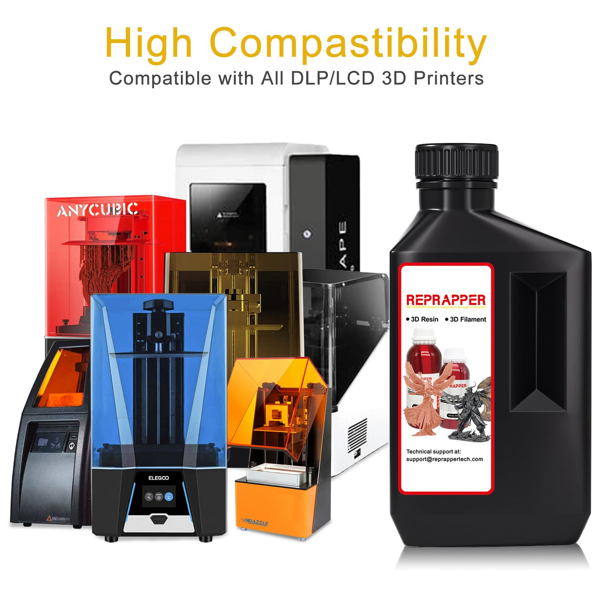 Reprapper Casting 3D Printer Resin, Castable 1kg 3D Printing, Easy to Print and Use, High Resolution 405nm Photopolymer 3D Resin for Jewelry, Bracelets and Metal Parts, Clear Yellow RepRapper