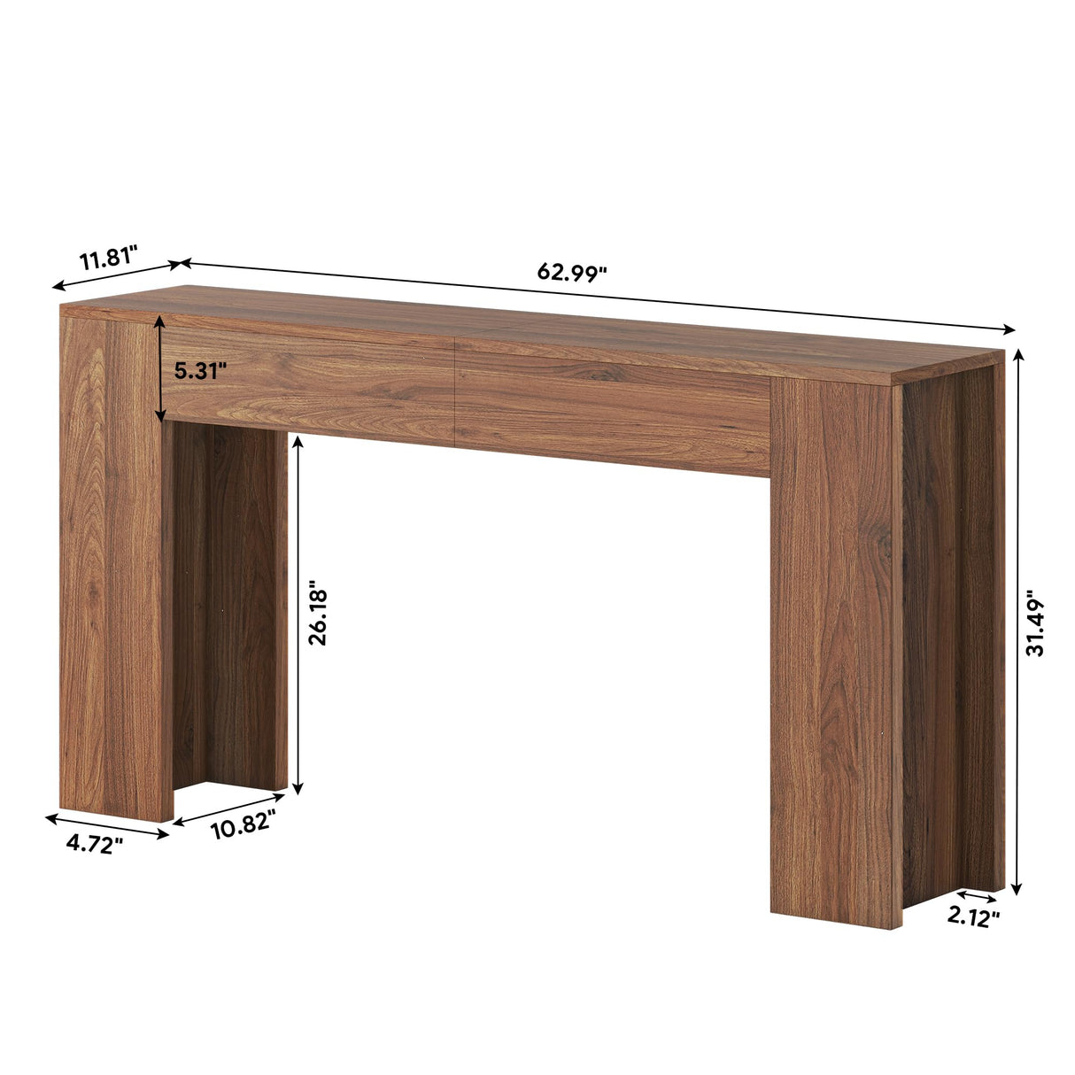 knoworld 63-Inch Long Console Table with LED Light, Farmhouse Sofa Table Behind Couch, Wooden Console Table for Entryway, Hallway, Entrance, Living Room knoworld