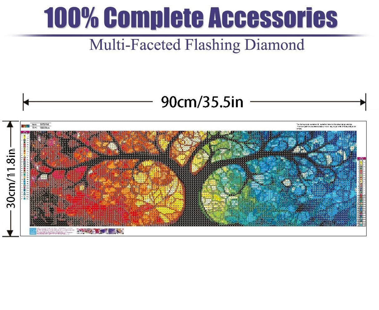 BOHADIY DIY 5D Tree of Life Diamond Painting Kits for Adults Diamond Art Large Size Tree Landscape Full Drill Crystal Rhinestone Embroidery Craft Kits for Home Wall Decor, 35.4X12 Inch BOHADIY