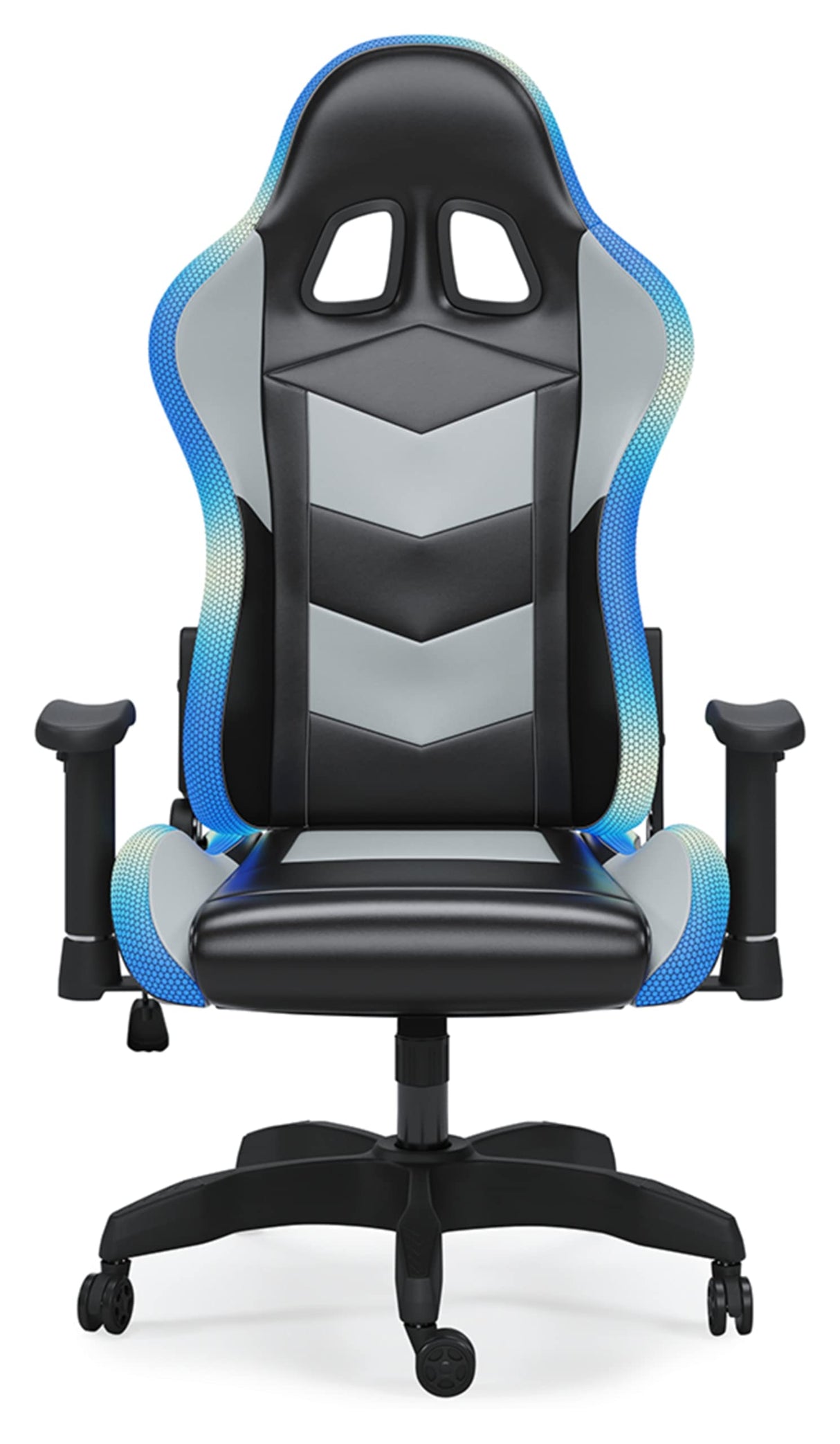 Signature Design by Ashley Lynxtyn Swivel Home Office Gaming Chair with LED Lighting, Black & Gray Signature Design by Ashley