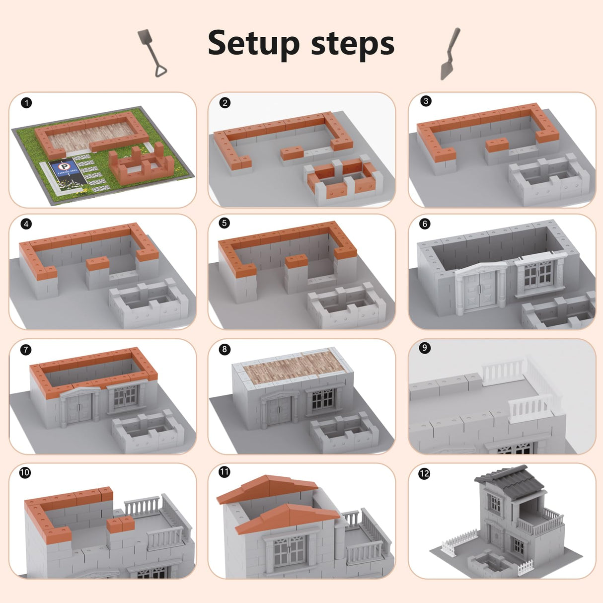 Mini House Building Kit for Kids Age 8+ - Block Building Toys with Real Mini Bricks, STEM Creative Gifts for Boys Girls- DIY Tiny House Construction Set Greek Science