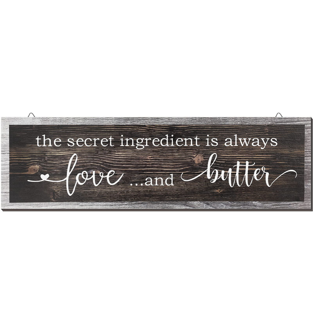 Jetec The Secret Ingredient Is Always Love and Butter Sign Funny Wood Kitchen Sign Funny Farmhouse Wall Decor Rustic Kitchen Wall Decoration, 15.7 x 4.7 Inch(Brown) Jetec