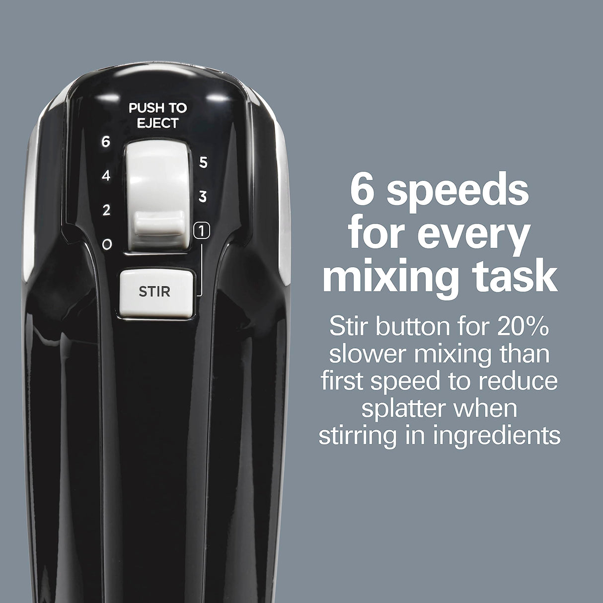 Hamilton Beach Electric Hand Mixer, 6 Speeds + Stir Button, 300 Watts of Peak Power for Powerful Mixing, Includes Whisk and Storage Clip, Black (62628) Hamilton Beach