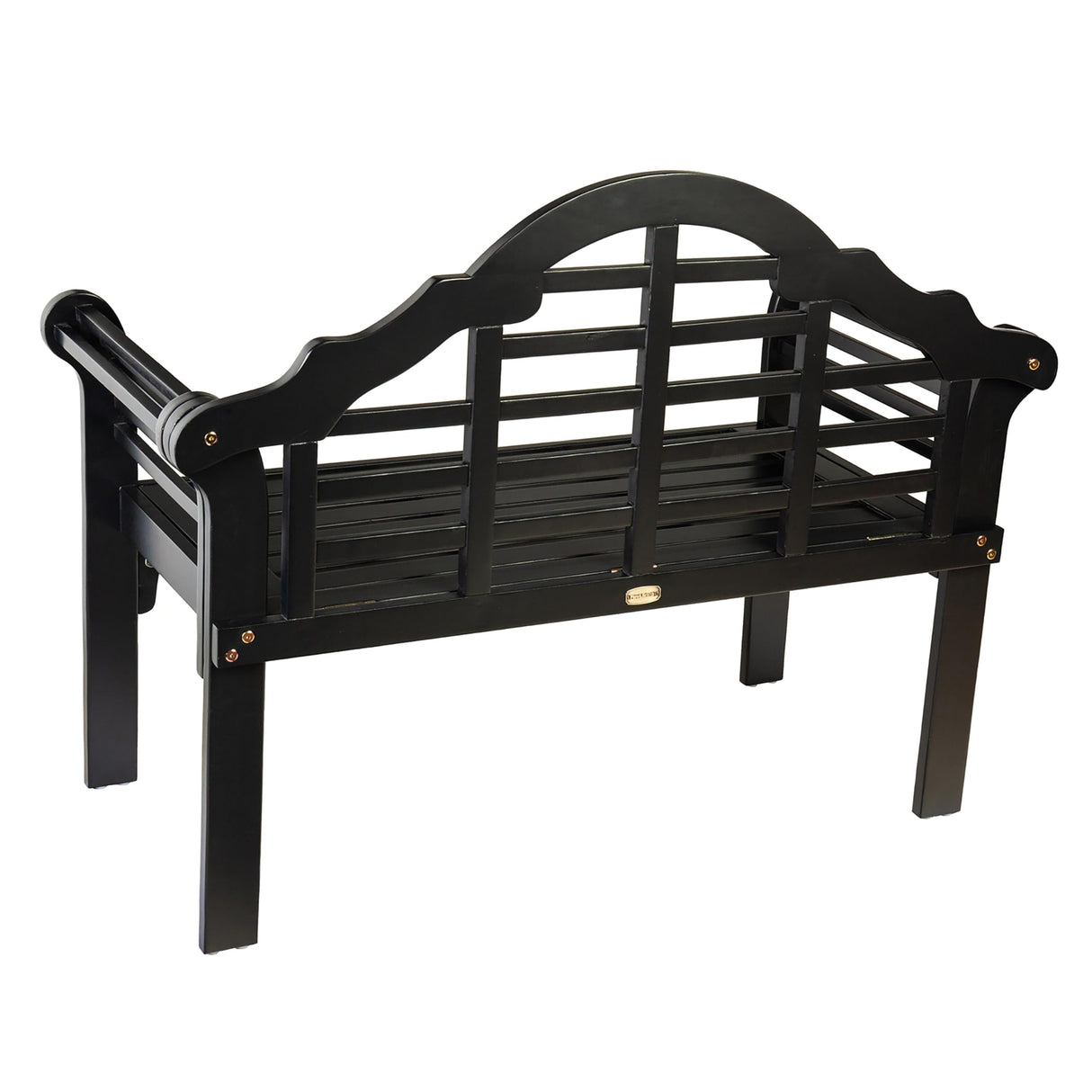 Plow & Hearth Weatherproof Lutyens Eucalyptus Wood Garden Bench | Foldable Patio Bench | Outdoor Furniture Seating for Porch Park Deck | Black Plow & Hearth