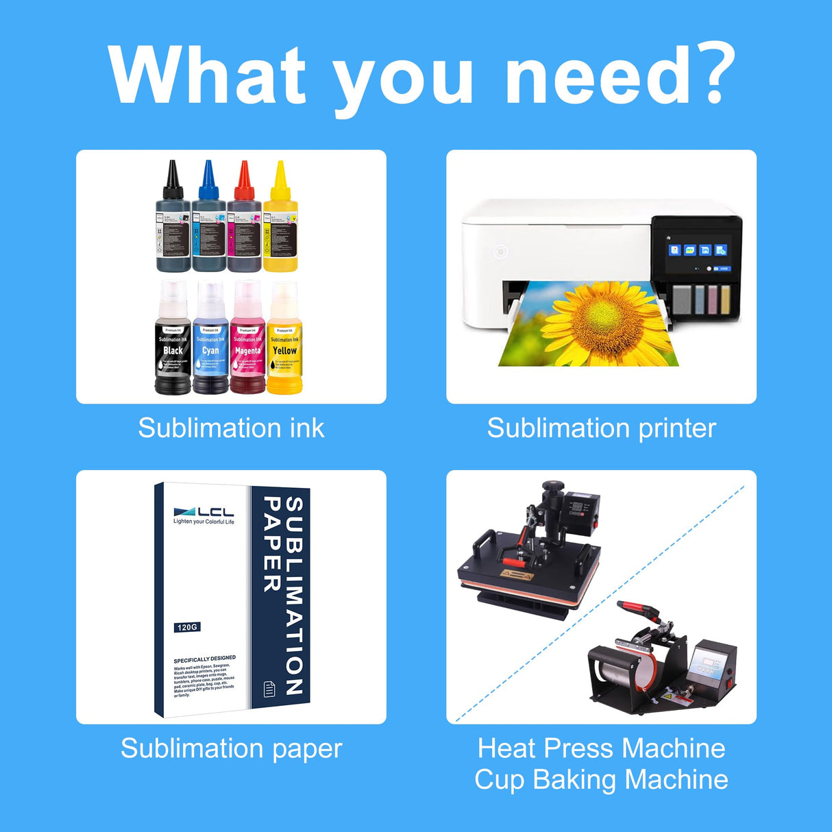 LCL Sublimation Paper 8.5x11 Inch 150 Sheets for Any Inkjet Printer which Match Sublimation Ink 120g LCL