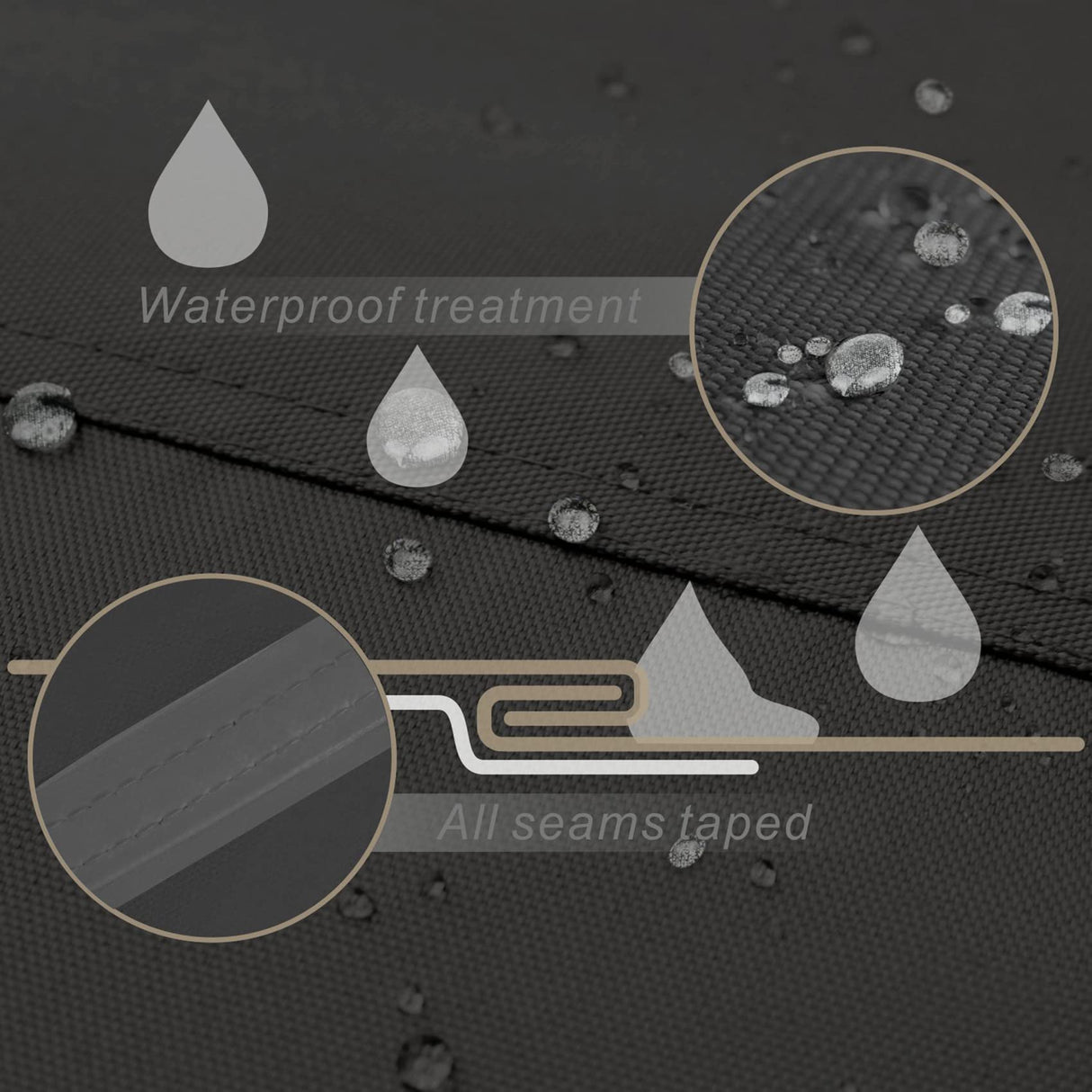 Porch Shield Patio Table Cover - Waterproof Outdoor Dining Table and Chairs Furniture Set Cover Rectangular - 125 x 73 inch, Black Porch Shield