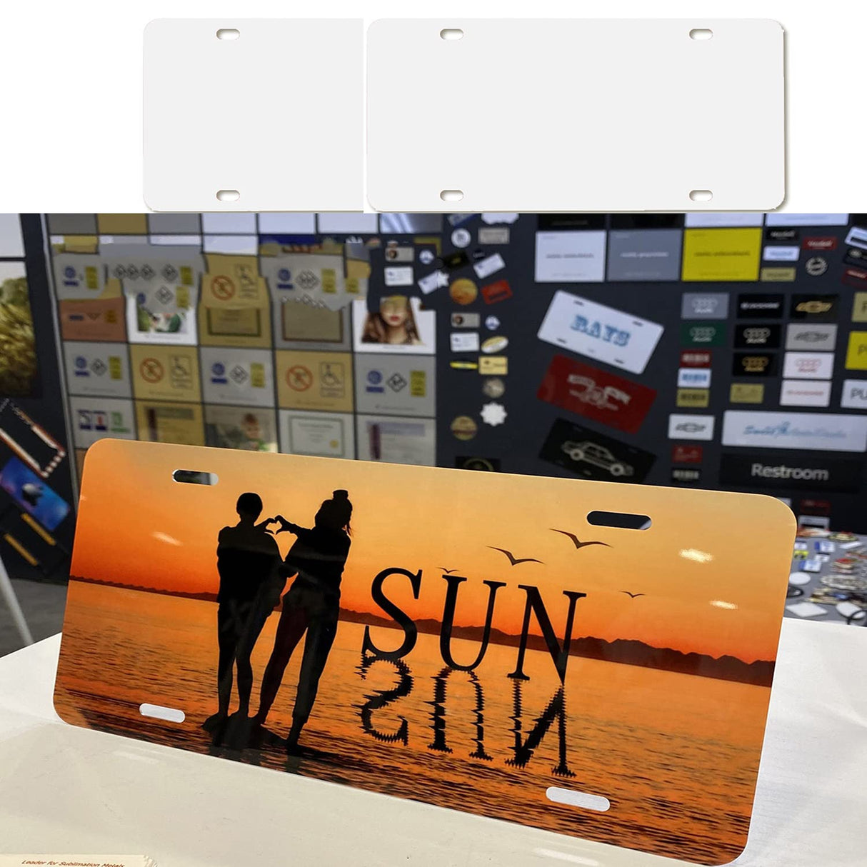 2pcs Sublimation License Plate Blanks, Heat Thermal Transfer Sheet DIY Picture Sublimation Blank, Metal Aluminium Automotive License Plate for Custom Design. (White) WedFeir