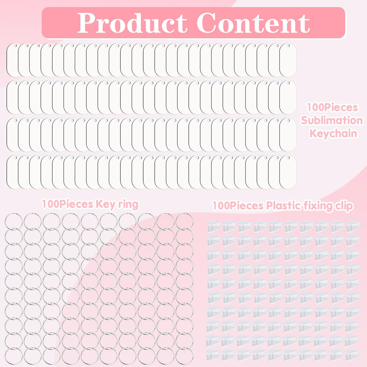 Guiqulai 300 Pcs Sublimation Keychain Blanks Bulk Double Side Heat Transfer Sublimation MDF Blank Set with Keychain Rings & Jump Rings,Heat Transfer Keychain Blank Board for DIY Crafts(Oval) Guiqulai