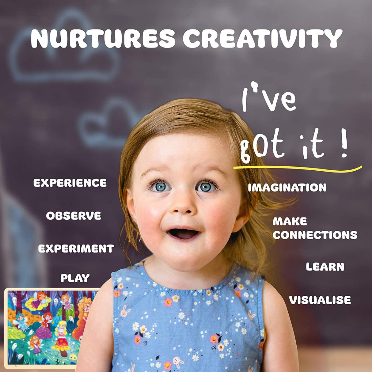 MoinKidz Wooden 48-Piece Jigsaw Puzzle for Kids Ages 3-5, Fairy Night, Includes Tray, Develops Hand-Eye Coordination & Problem-Solving Skills MoinKidz