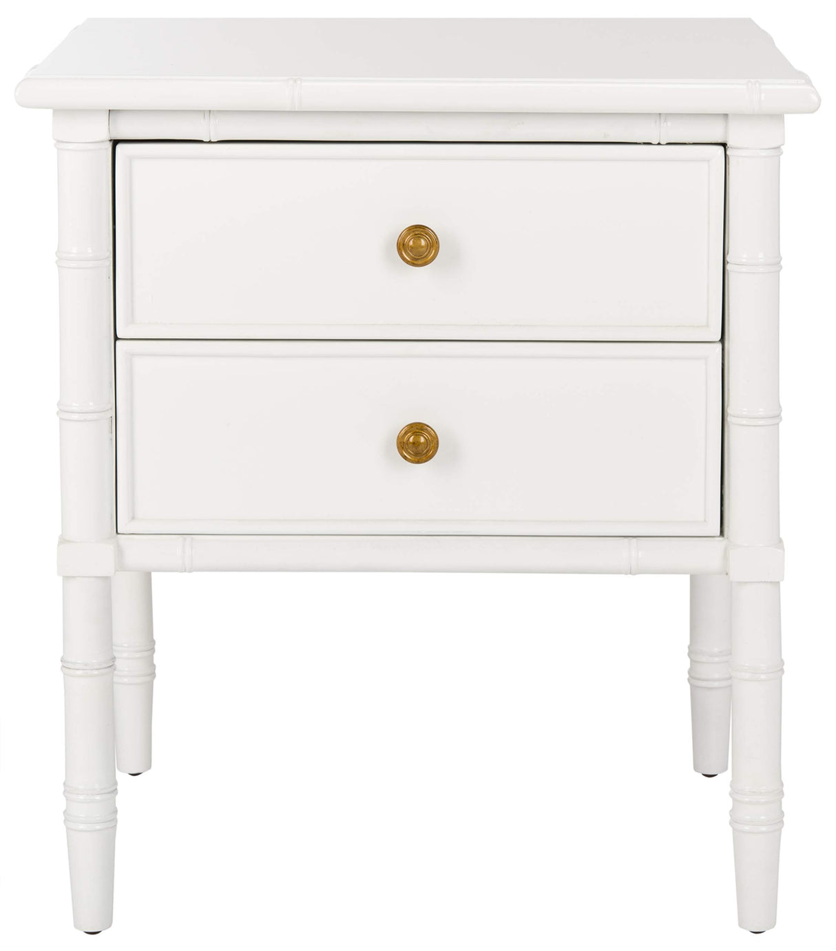 Safavieh Home Collection Mina Modern Coastal 2 Drawer 25" Bamboo Nightstand, White Safavieh