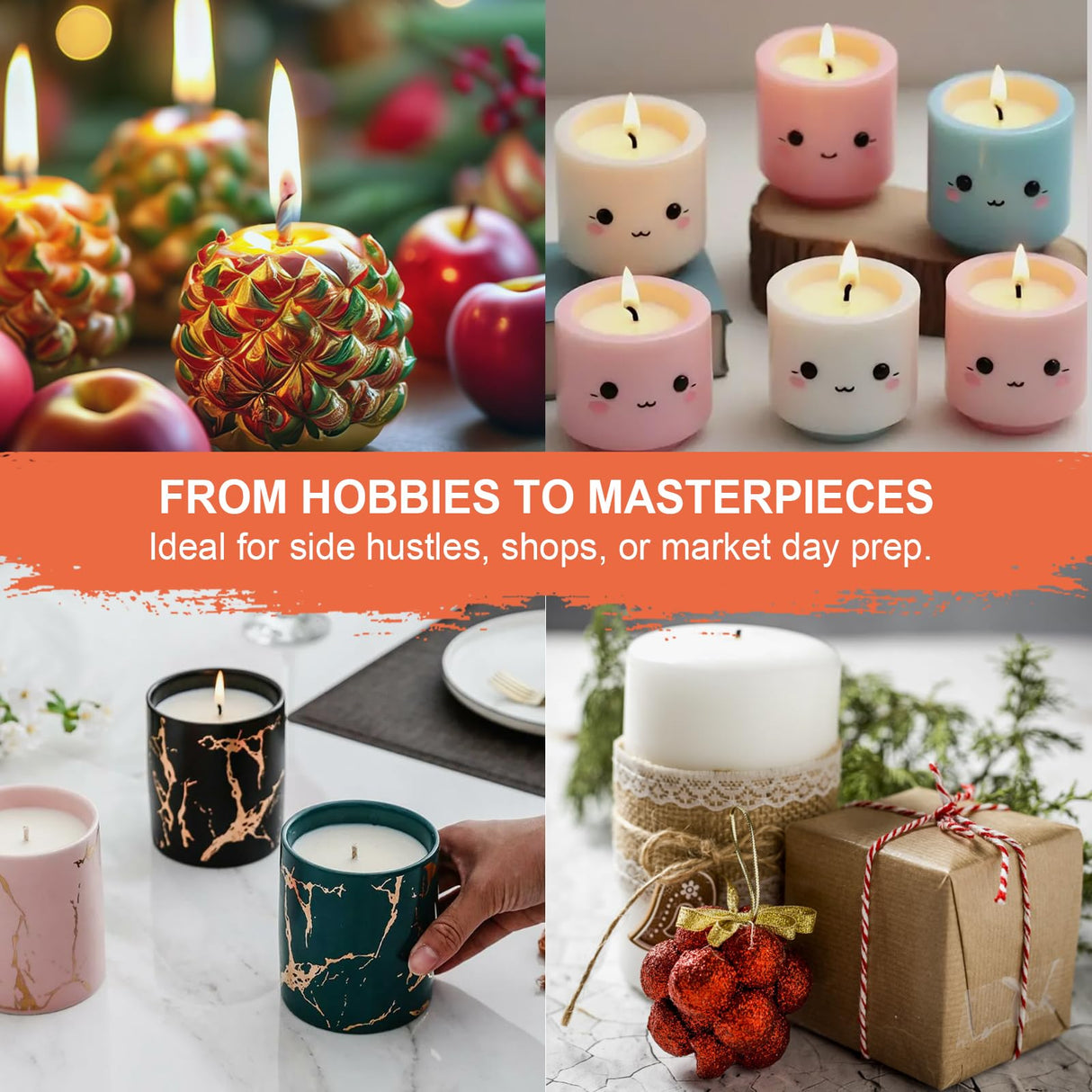 Leerie M4 8Lbs Wax Melter for Candle Making – Heating Core Brass Spout & Temp Control, No Clog, Easy to Clean – Electric Wax Melting Pot for DIY Candle Makers & Beginners Leerie