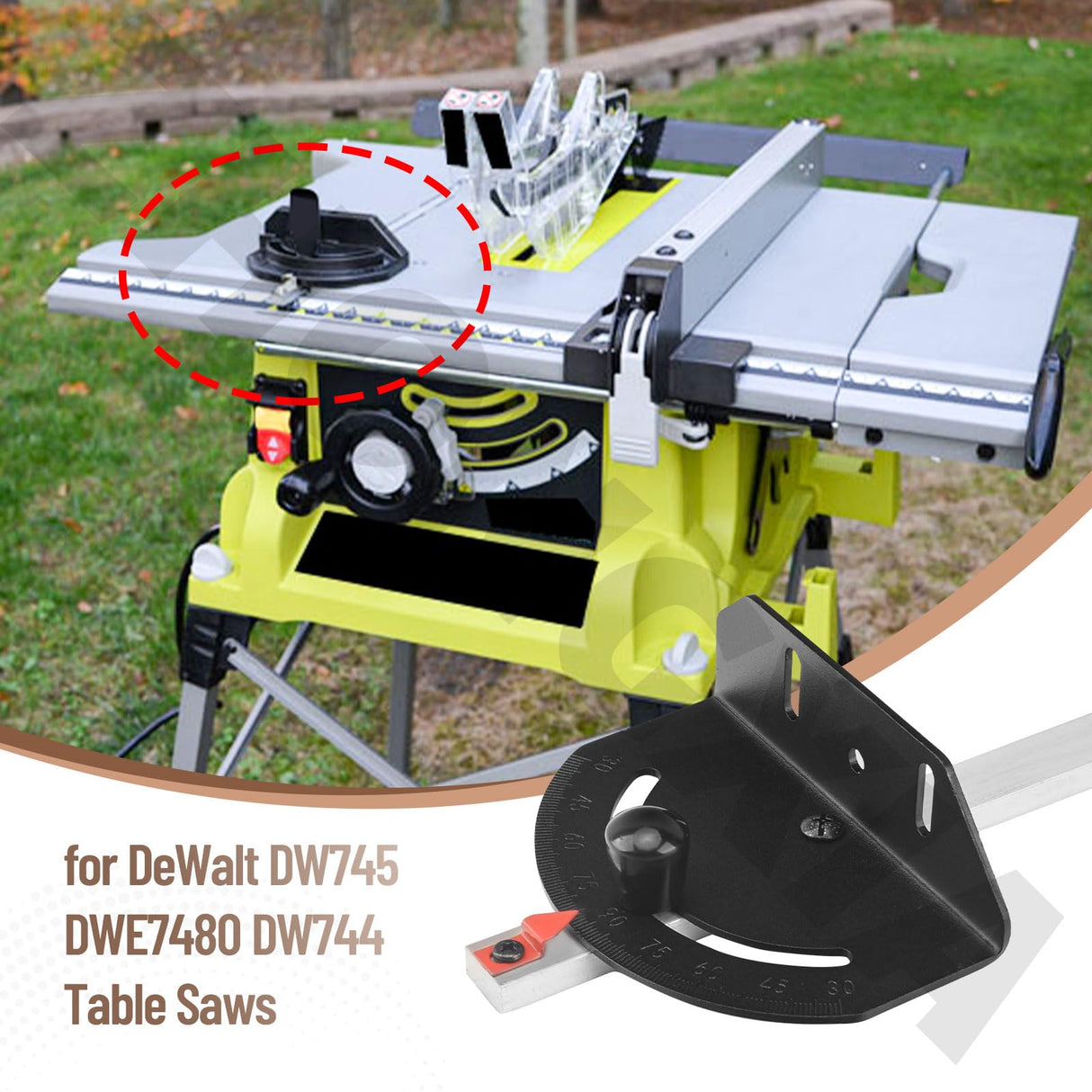 Upgraded 5140032-78 Replacement Table Saw Miter Gauge (0.75" wide) for De-Walt DW745 DWE7480 DW744 Table Saws ZHONGXIA