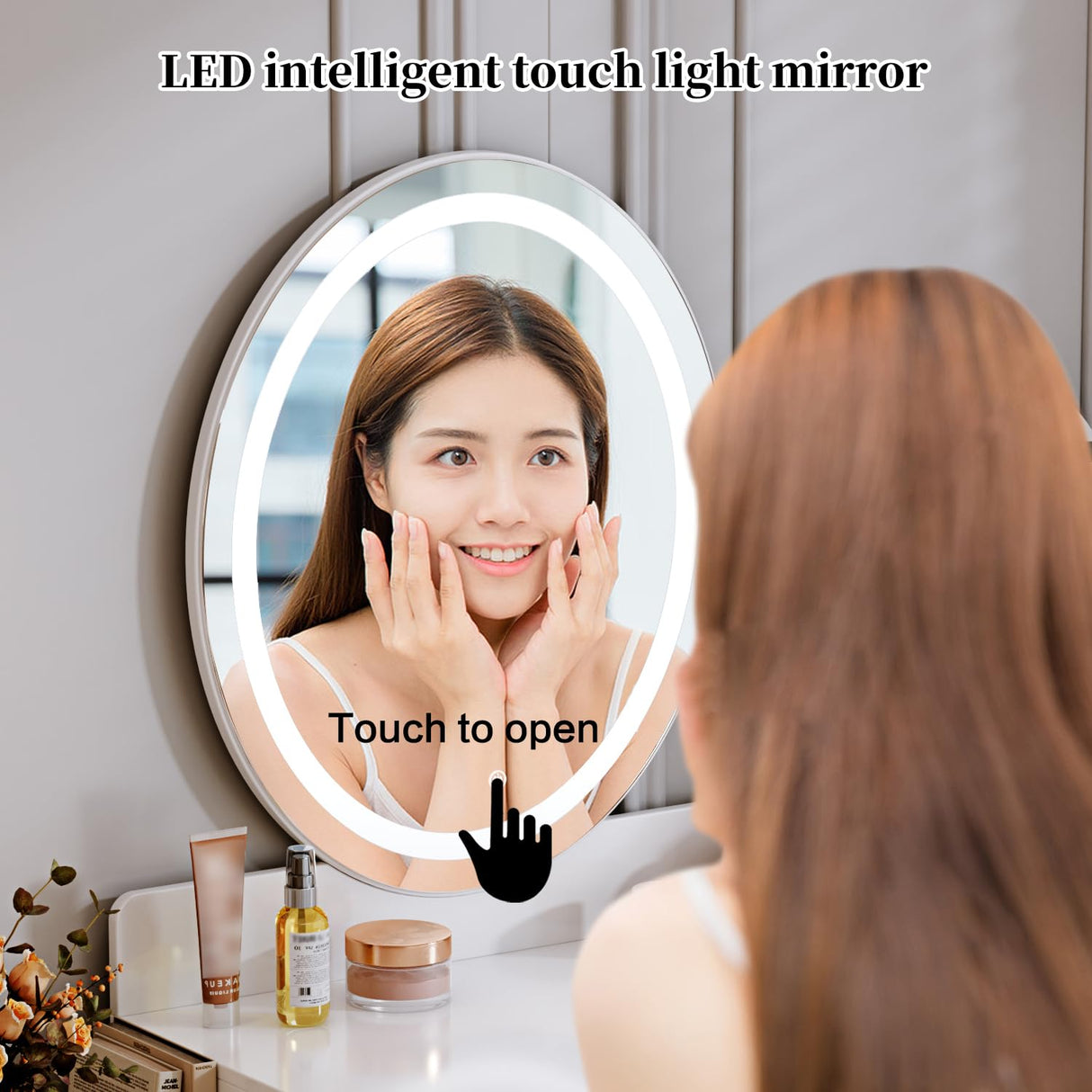 Chrangmay White,Vanity Desk with Mirror and Lights,Small Makeup Vanity with 2 Spacious Drawers,Modern Makeup Table with Adjustable Cabinet for Bedroom,Makeup Room,Writing Desk,Cheap Chrangmay