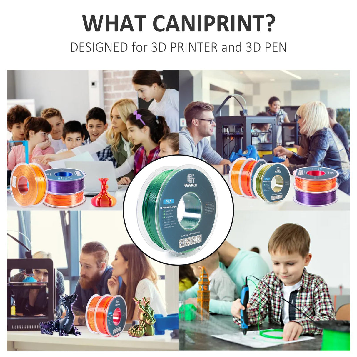 Geeetech 3D Printer Silk PLA Dual Color Filament,Metal-Like Shiny Silk Filament 1.75mm 1kg (2.2lbs) Spool,Dimensional Accuracy +/- 0.03 mm,Silk Blue Green Geeetech