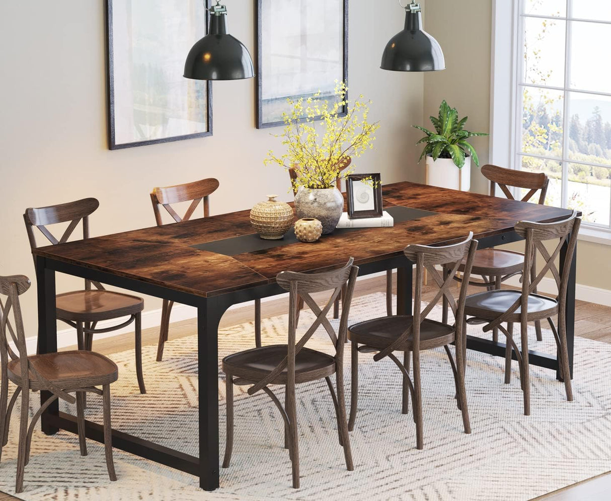 Tribesigns Modern Computer Desk, 78.7 x 39.4 inch X Large Executive Office Desk Computer Table Study Writing Desk Workstation for Home Office,Rustic/Black Tribesigns