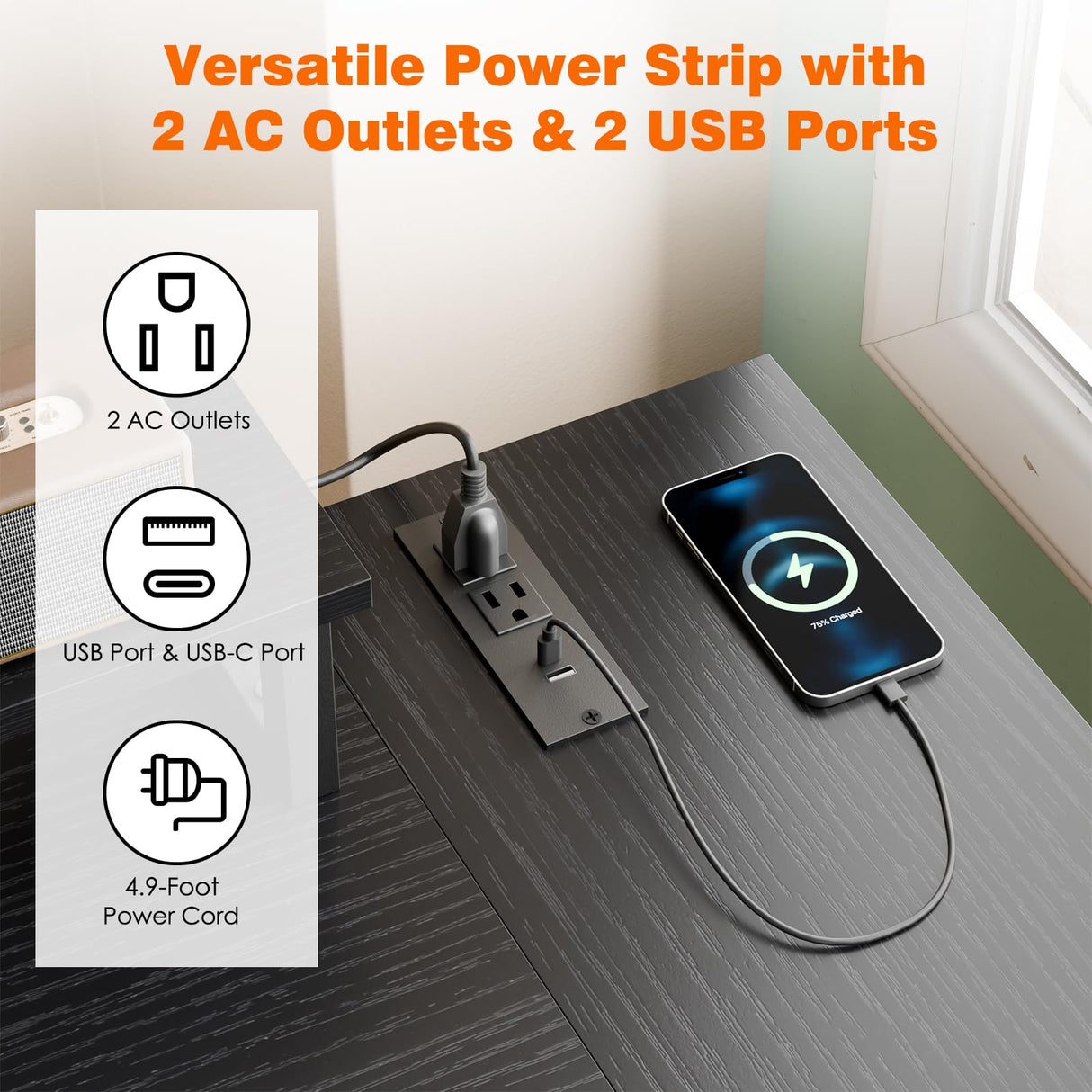 Fixwal L Shaped Gaming Desk with Power Outlets and LED Lights, 43 Inch Computer Desk with Charging Port, Small Corner Desk Table with Drawer and Shelf, Home Office Desk with Monitor Stand, Black Fixwal