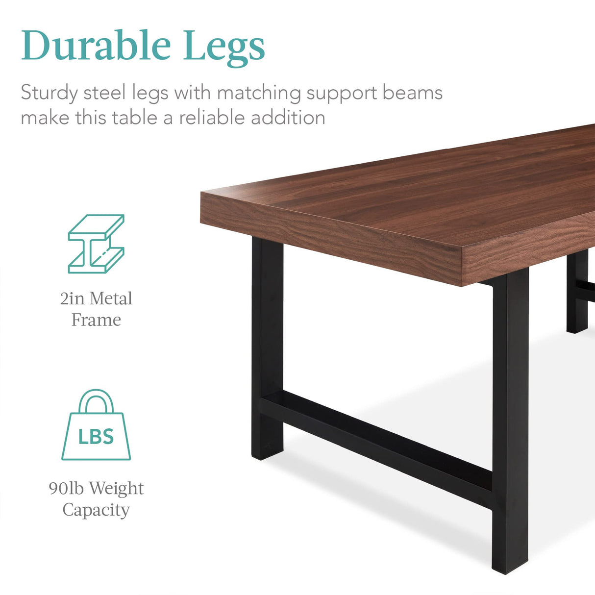 Best Choice Products 44in Modern Coffee Table Butcher Block Top Large Accent Table, Rectangular Wood Industrial Rustic Coffee Table for Living Room w/ 2in Metal Legs, 3in Tabletop - Brown Best Choice Products