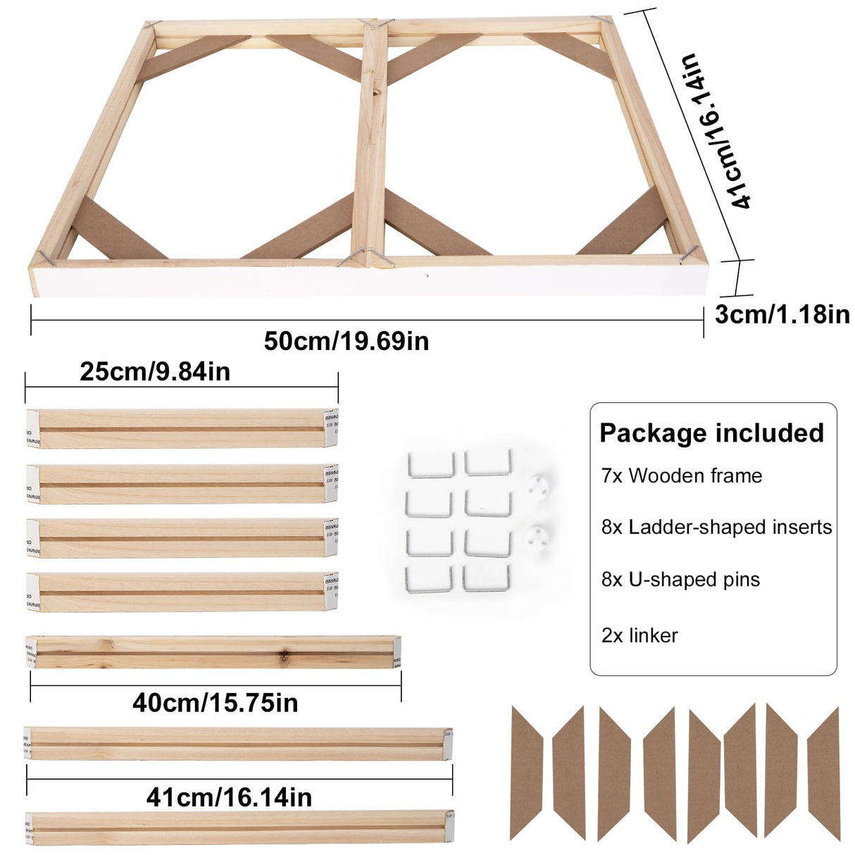 EFOTIML DIY Solid Wood Canvas Frame Kit 16X20'' for Paint by Number&Oil Painting&Diamond Painting by Number Wooden Art Frames EFOTIML