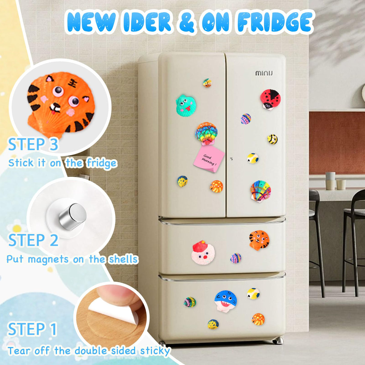 Sea Shell Painting Kit for Kids, Christmas Birthday Gifts for Girls Boys Toys for Ages 4 5 6 7 8 9, Children DIY Creative Activity Art Toys with Refrigerator Magnets, 4-12 Year Old Arts & Crafts Gifts WODEER