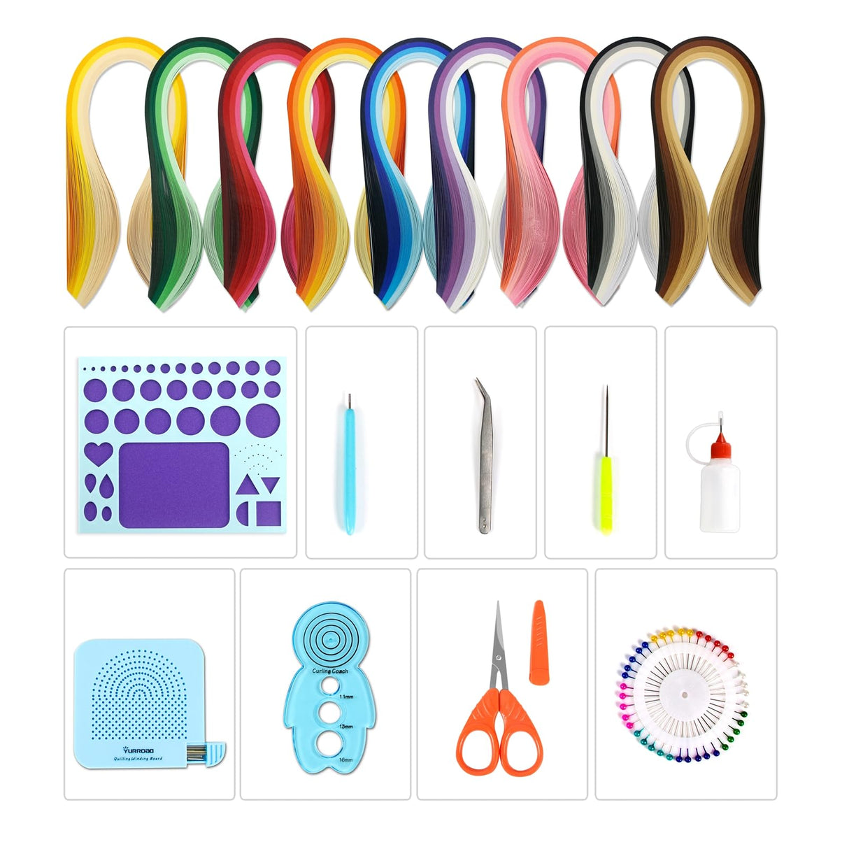 YURROAD 5MM Paper Quilling Kit Quilling Paper and Tools Set with Quilling Slotted Pen Quilling Template Board Quilling Comb Quilling Curling Coach YURROAD