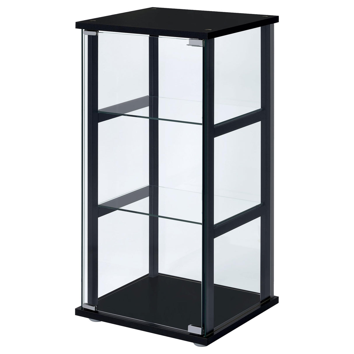 Coaster Home Furnishings Cyclamen 34-inch 3-Tier Clear Tempered Glass Curio Cabinet Display Case with Shelving Black 950179 Coaster Fine Furniture