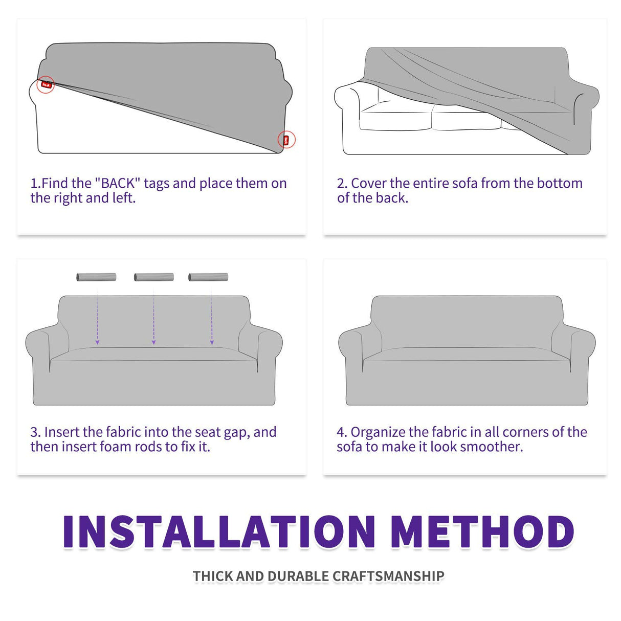 ZNSAYOTX Super Stretch Couch Cover Love Seat Sofa Covers for Living Room Dogs Pet Friendly Furniture Protector Spandex Loveseat Slipcovers with Anti Slip Foam Sticks (White, Loveseat) ZNSAYOTX