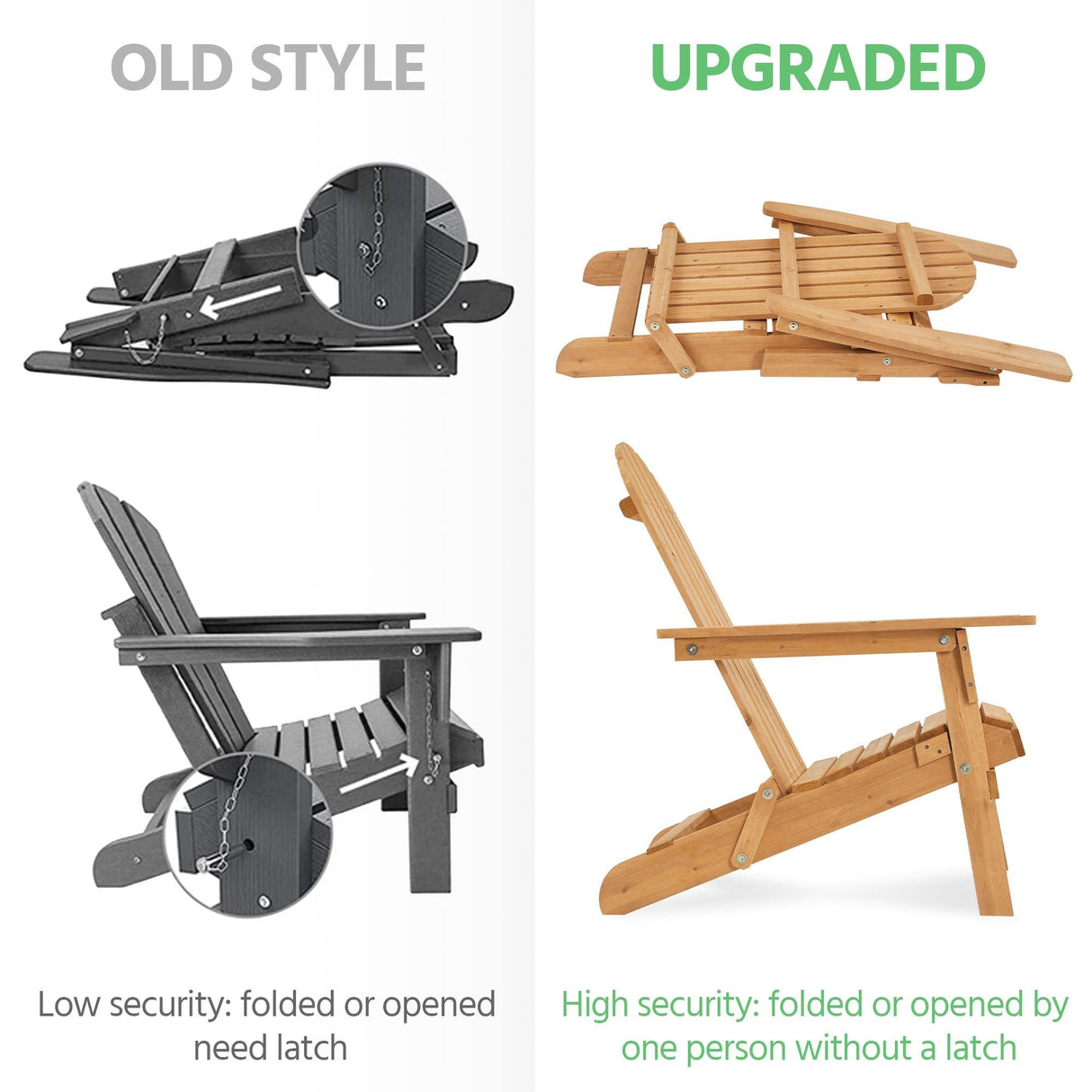 Topeakmart Set of 4 Folding Adirondack Chair Outdoor Weather Resistant Chairs for Patio Deck Garden, Backyard Deck, Fire Pit, Honey Brown Topeakmart