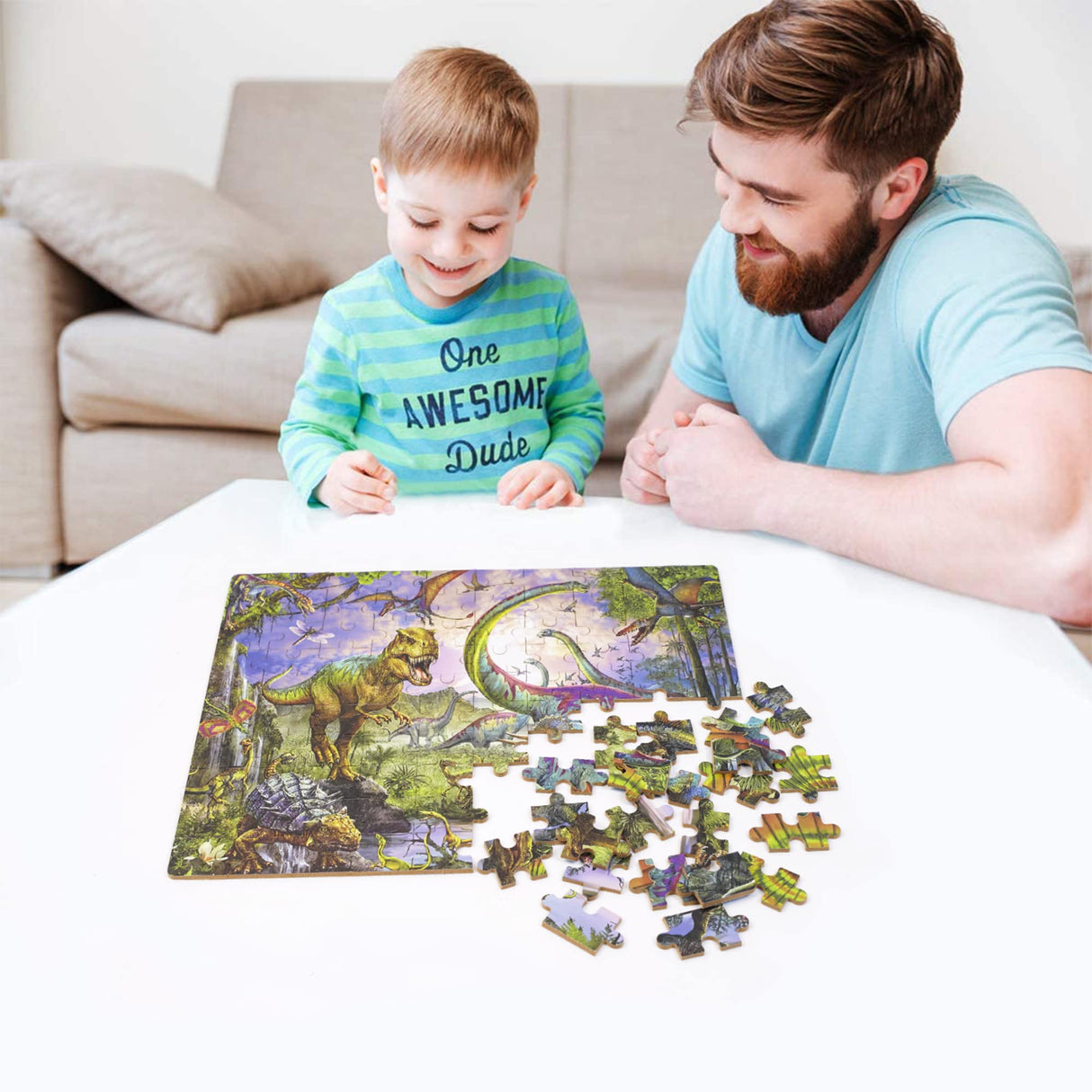LELEMON Puzzles for Kids Ages 4-8,Dinosaur 100 Piece Puzzles for Kids,Educational Kids Puzzles Jigsaw Puzzles in a Metal Box,Children 100 Piece Puzzle Games Puzzle Toys for Girls and Boys LELEMON