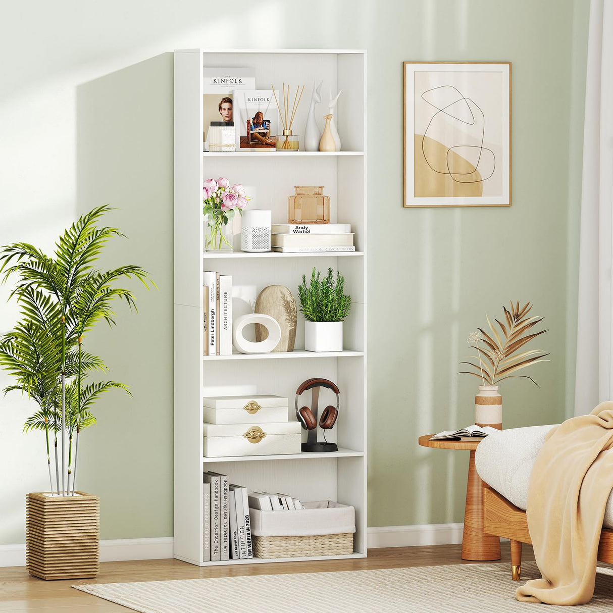 Giantex 5-Tier Bookshelf, Freestanding Bookcase with 5 Open Shelf, Modern Display Shelf, Storage Organizer for Living Room Bedroom Home Office Giantex