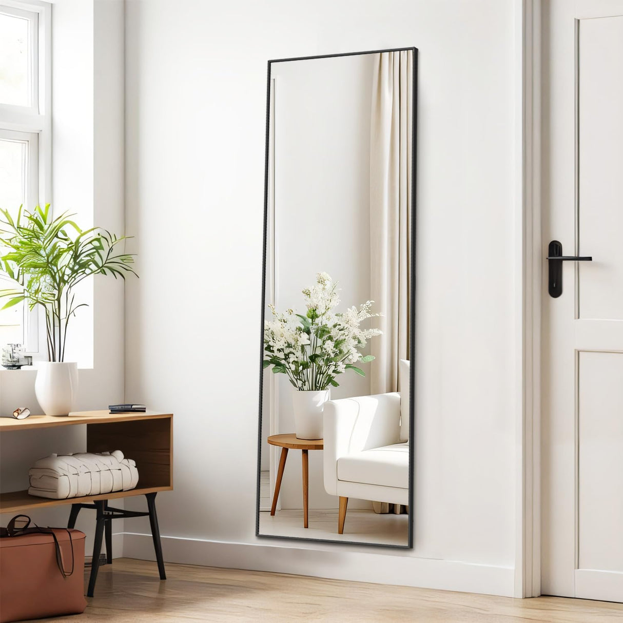 Aidoly Mirror Full Length, Upgraded 16"x59" Body Wall Mirrors with Shatter-Proof Glass, Floor Standing, Hanging or Leaning, Tall Mirror with Stand Aluminum Alloy Frame for Bedroom Cloakroom Aidoly