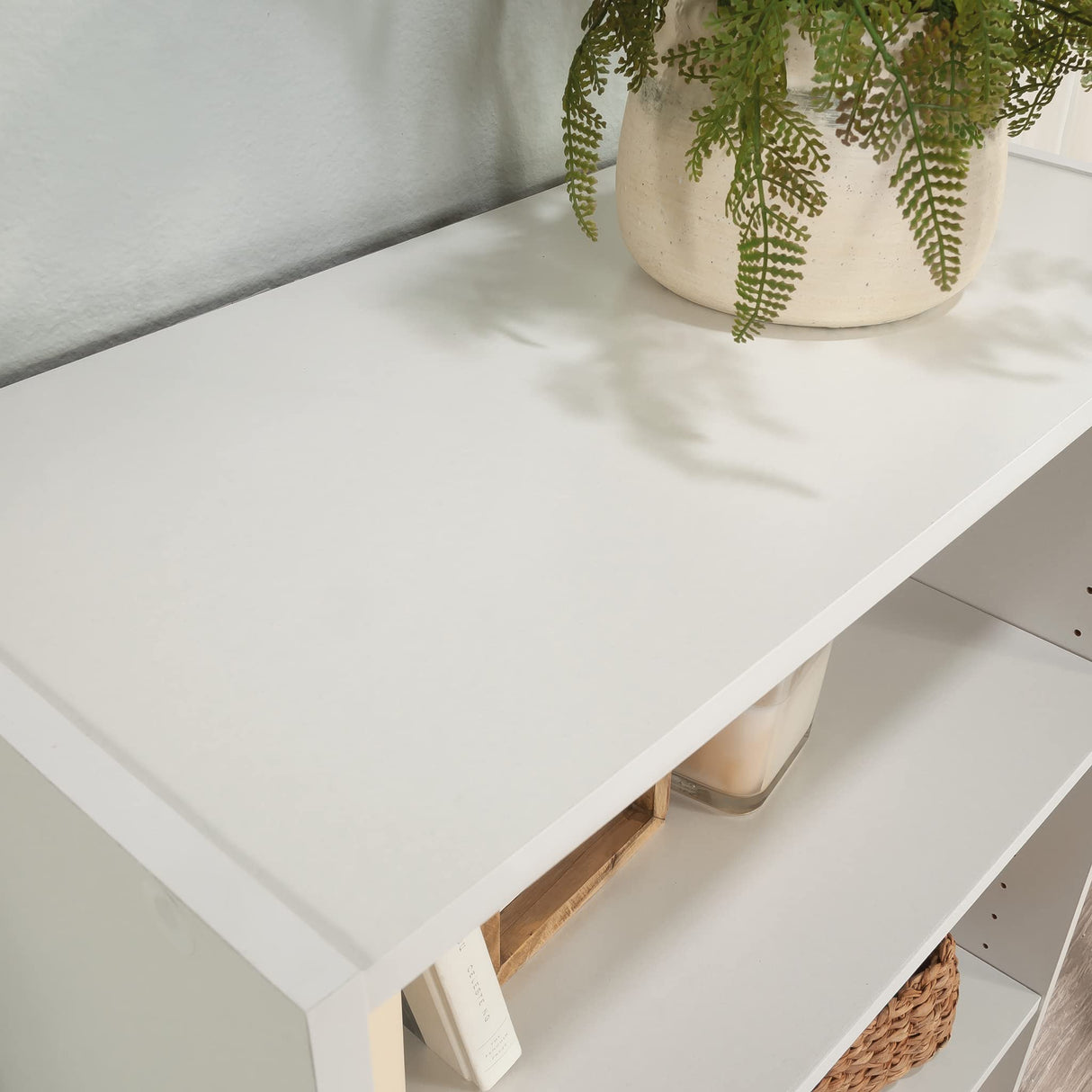 Sauder Beginnings 3-Shelf Bookcase, Bookshelf with Adjustable Storage Shelves, L: 24.57" x W: 11.5" x H: 35.28", Soft White Sauder