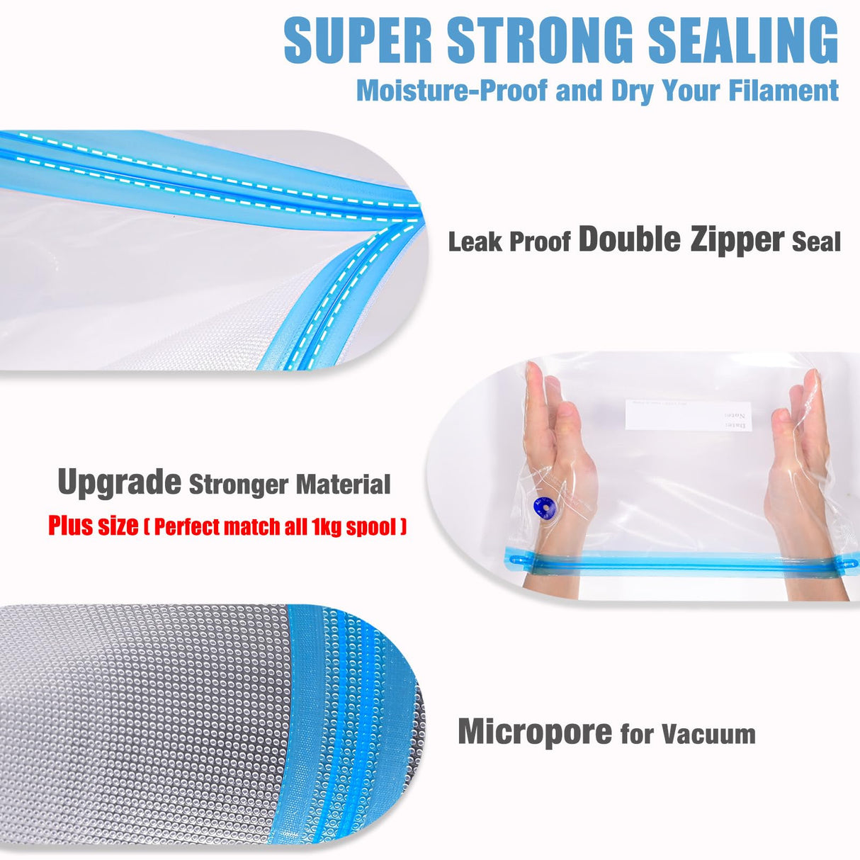 Plus Size 32x34cm OVV3D Filament Storage Bags 44pcs, 3D Printer Filament Storage 20 Bags Vacuum Sealed Kit with 20 Desiccants, Perfect for 3D Filament Storage or Using After Filament Dryer Box OVVNYXE